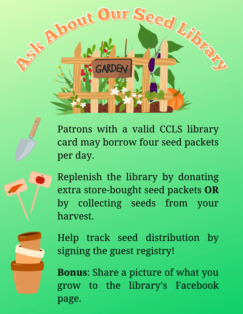 Flyer describing the DPL Seed Library lending process.