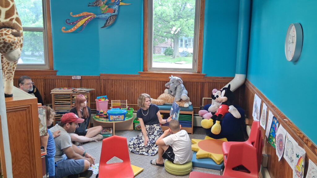 Patricia Dolce reading her new book during story time.