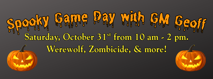 Spooky Game Day, 10/31/26 from 10 am to 2 pm